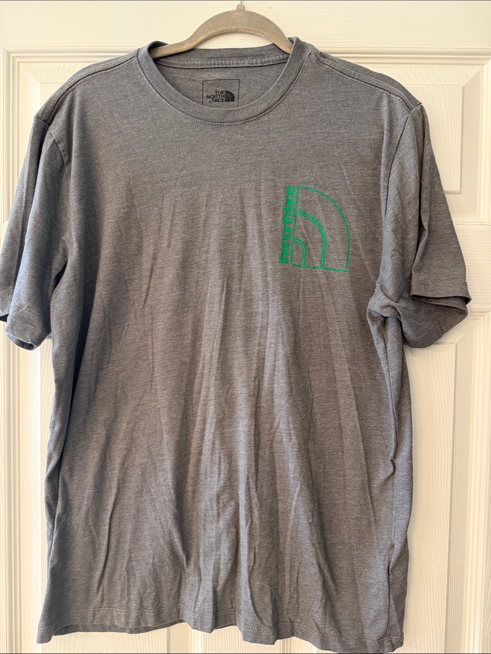 The North Face Gray Short Sleeve Tee with Green Logo